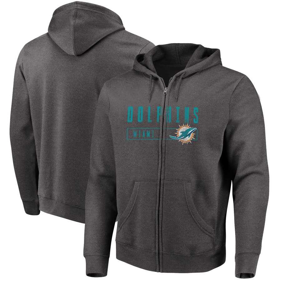 Men's Miami Dolphins Majestic Hyper Stack Full Zip Hoodie Heathered Charcoal,We sell and wholesale Men's Miami Dolphins Majestic Hyper Stack Full Zip Hoodie Heathered Charcoal on line form chian!